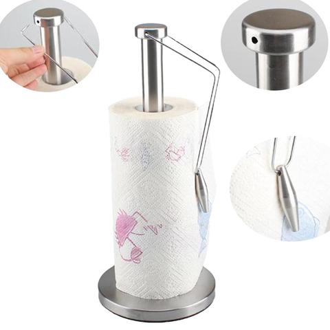 Rollo de papel higiénico antideslizante de acero inoxidable, soporte portátil para rollo de toalla, gancho de alambre colgante, para cocina y baño, en oferta ► Foto 1/6