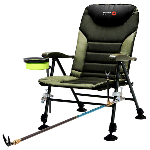 L70 pesca plegable silla pesado de campamento/pesca silla respaldo ajustable con rod y titular de cebo taza multi-función hogar ► Foto 1/5