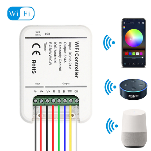 DC12V 24V Wifi Controlador LED RGB/RGBW/RGBWW tira 16 millones de colores música y temporizador modo Wifi control por teléfono inteligente IOS/Android ► Foto 1/6