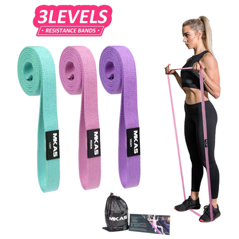 MKAS-Bandas de resistencia largas para Fitness, conjunto de tela de entrenamiento para ejercicio, bandas elásticas para glúteos, asistencia para mujer, 3 piezas ► Foto 1/6