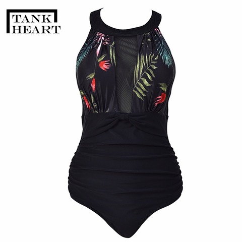 Tank Heart de una pieza para mujer, traje de baño Sexy, de talla grande Monokini, bañador de una pieza ► Foto 1/6