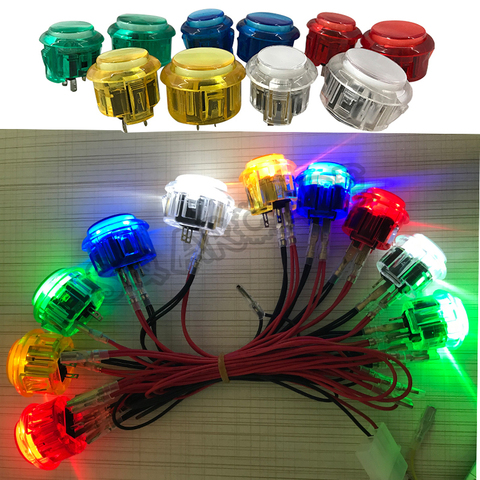 Botones de botón a presión para Arcade, interruptor transparente de 24mm y 30mm, iluminación LED de 5V y 12V para juego DIY de Raspberry pi MAME PC Pandora, 4 Uds. ► Foto 1/6