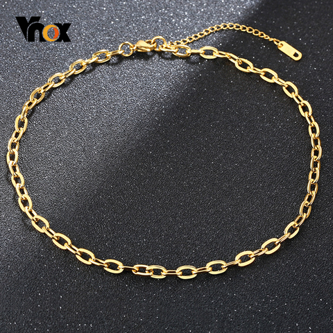 Vnox-collares de cadena de acero inoxidable para mujer, color dorado, con cierre de etiqueta K18, joyería ► Foto 1/6