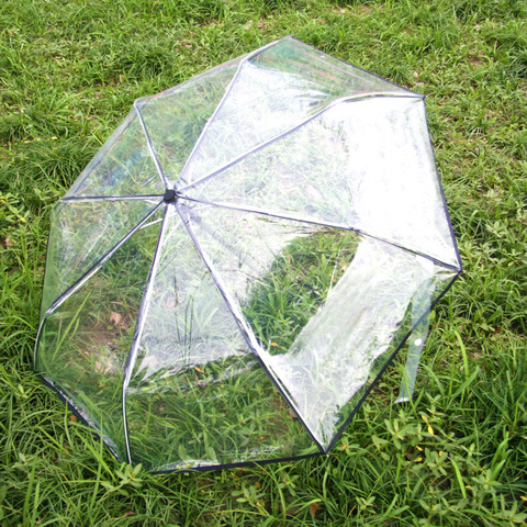 Automáticos, transparentes paraguas lluvia mujeres plegable 3 veces a prueba de viento paraguas hombres Corporation equipo de lluvia claro campo de visión ► Foto 1/6