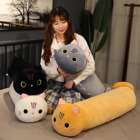 1 unid/35/45 cm Kawaii mintiendo gato de peluche de felpa suave almohada de peluche juguetes de peluche muñeca juguetes para las niñas de los niños de San Valentín, regalo de cumpleaños ► Foto 1/5