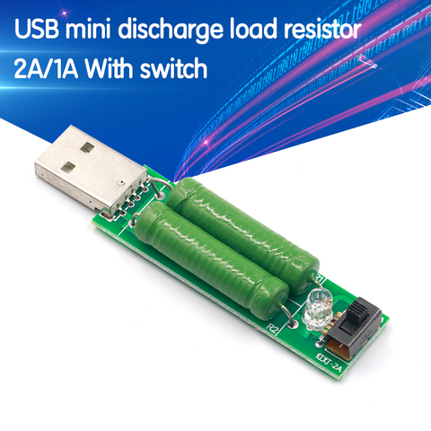 Mini resistencia de carga de descarga USB 2A/1A con interruptor 1A led verde, 2A led rojo ► Foto 1/6