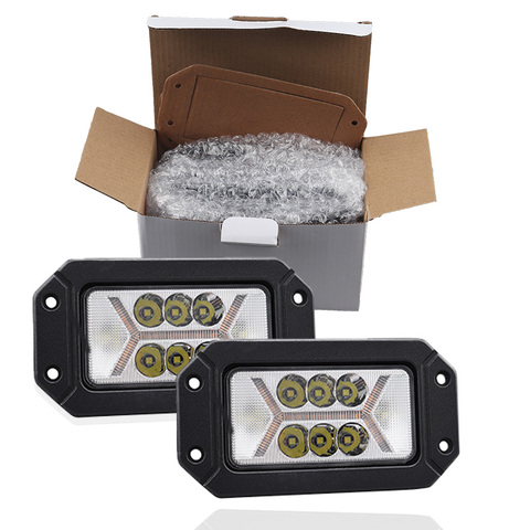 Montaje Led de luz de trabajo blanco amarillo Led DRL niebla lámpara de señal coche con luces corriendo para 4x4 Offroad camión ATV SUV Auto ► Foto 1/6