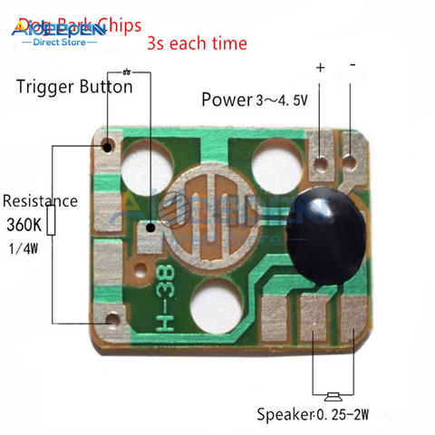 5 unids/lote DC 3V-4,5 V perro ladrando Chip de música de voz Módulo de disparador botón jugar para DIY Placa de 22*16mm ► Foto 1/6