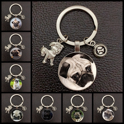 LLavero de perro bonito Chico, llavero de fotografía de Bulldog Francés, colgante convexo de vidrio, anillo de Metal, regalo para amantes de los perros ► Foto 1/6