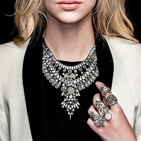 2022 de moda de cristal claro de cuello grande declaración gargantilla Collar para mujer étnica india Vintage grande gargantillas collares para las mujeres ► Foto 1/6