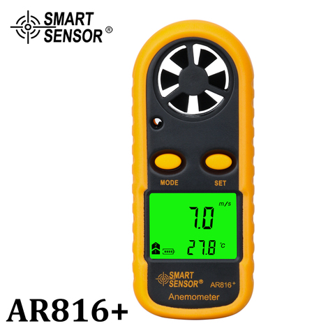 Medidor de velocidad del viento portátil anemómetro termómetro anemómetro Tester instrumentos de medición Detector de velocidad del viento AR816 + ► Foto 1/6