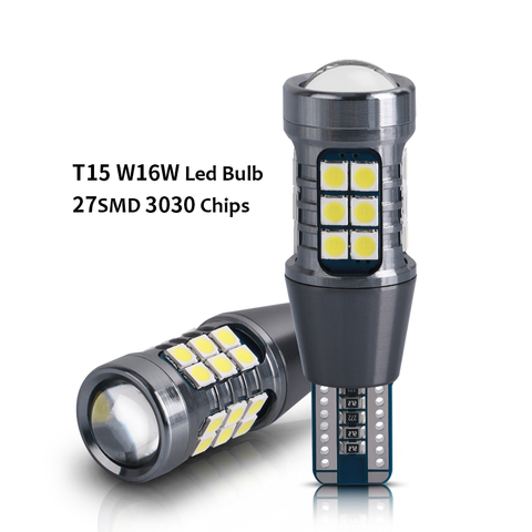 Bombillas LED de coche T15 W16W WY16W, lámpara de marcha atrás para automóvil, reserva 3030 27SMD 1156, señal de giro, freno trasero automático, Canbus, sin Error, Blanco 6000K ► Foto 1/6