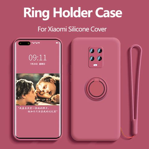 Caso para Redmi Nota 9 Pro caso sostenedor del anillo en un dedo Original de silicona para Xiaomi Redmi Nota 9S 9 Max K30 Pro caso para Mi 10 ► Foto 1/6