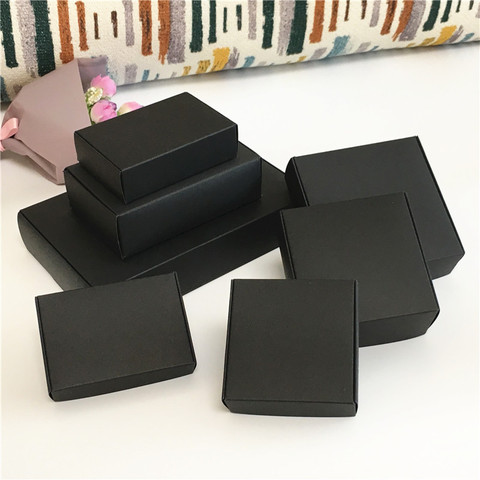 24 cajas de cartón negro para embalaje de joyas, cajas de regalo de varios tamaños para aviones, cajas de jabón hechas a mano de color negro ► Foto 1/6