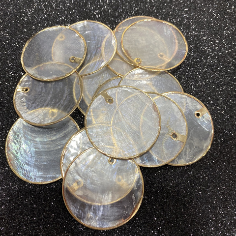 Natural espejo de colgantes de disco forma conchas colgante encantos para joyería DIY collar pendiente accesorios regalos ► Foto 1/6