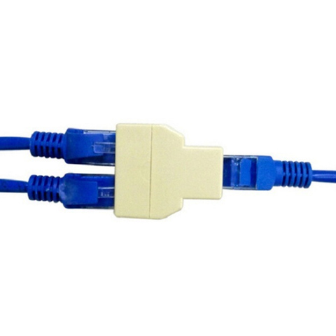 Uds RJ45 del adaptador del divisor de 1 a 2 doble hembra conector de puerto de CAT5 CAT6 LAN Ethernet Sockt las conexiones de red del adaptador del divisor ► Foto 1/6