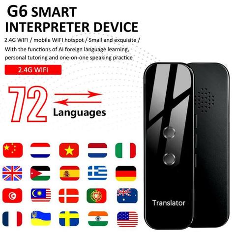 G6-traductor de Audio portátil, dispositivo de traductor de voz instantáneo, compatible con 72 idiomas, 3 en 1, con texto de voz, Bluetooth, novedad de 2022 ► Foto 1/6