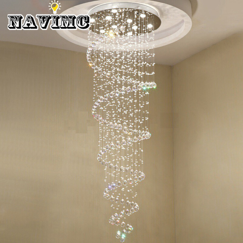 Candelabros de cristal de gran Espiral de LED para sala de estar, accesorio de iluminación moderno para escalera, lámpara de escalera, escaparate, dormitorio, Hotel y salón, K9 ► Foto 1/6