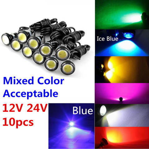 10 unids 9 W 12 V 24 V 18mm 23mm luz LED ojo de águila niebla coche DRL señal de marcha atrás diurna amarillo ámbar azul blanco rojo ► Foto 1/6