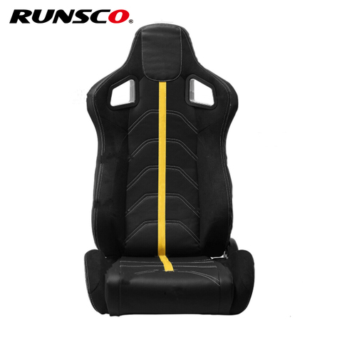 Asientos de carreras ajustables de cuero de PVC, asientos deportivos reclinables, color negro, accesorios para coche, 1 Uds. ► Foto 1/6