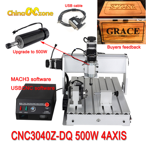 Mini fresadora CNC de 4 ejes, máquina de grabado, fresado, perforación, proveedor de Fabricante, CNC 3040Z-DQ, 500W ► Foto 1/6