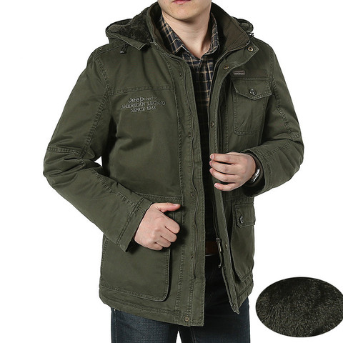 Chaqueta de invierno de talla grande para hombre, Parkas de algodón y Cachemira, Parkas informales con múltiples bolsillos y capucha con cuello, 7XL, 8XL ► Foto 1/6