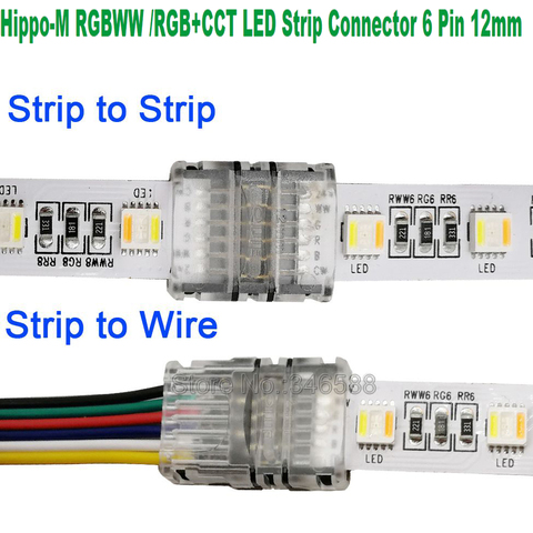 10 unids/lote 6Pin RGBCCT conector para tira de LED tira alambre tira Terminal para IP20 IP65 impermeable 12mm RGB + AAC tira de LED ► Foto 1/6