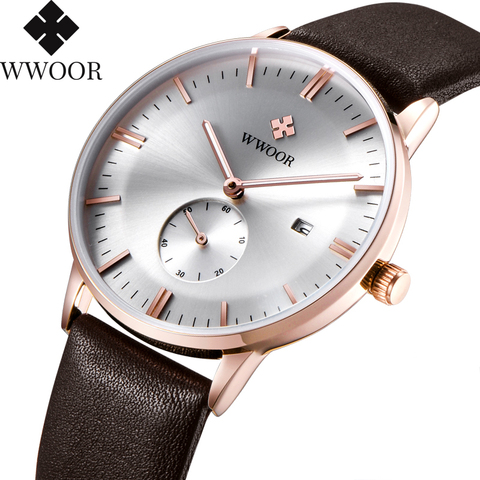 WWOOR-Reloj de pulsera deportivo de cuero para hombre, cronógrafo de cuarzo, informal, de lujo, de negocios, 2022 ► Foto 1/6