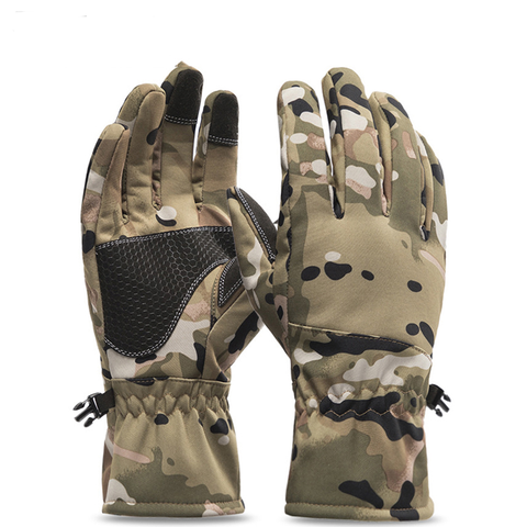 Guantes de pesca antideslizantes cálidos de camuflaje para invierno, guantes de pesca impermeables con pantalla táctil para esquí y camping ► Foto 1/6