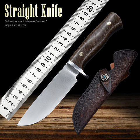 Cuchillo de acero M390 para exteriores, cuchillo fijo de caza, cuchillo recto de campo, cuchillo táctico afilado para el hogar, cuchillo de fruta ► Foto 1/6