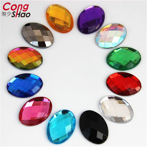 Cong Shao 50 piezas 13*18mm colorido acrílico diamantes de imitación plana espalda ovalada piedras y cristales ropa artesanías accesorios ZZ724 ► Foto 1/6