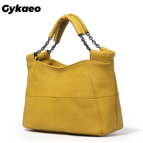 Gykaeo-Bolso de mano europeo y de moda de estilo americano para mujer, bandolera de cuero genuino suave con cadena, 2022 ► Foto 1/6