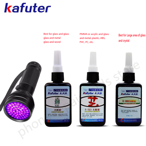 Pegamento curado con UV Kafuter adhesivo de curado K- 303 300 51LED UV, pegamento curado UV fuerte de 50ml, adhesivo de cristal y pegado de Metal ► Foto 1/6