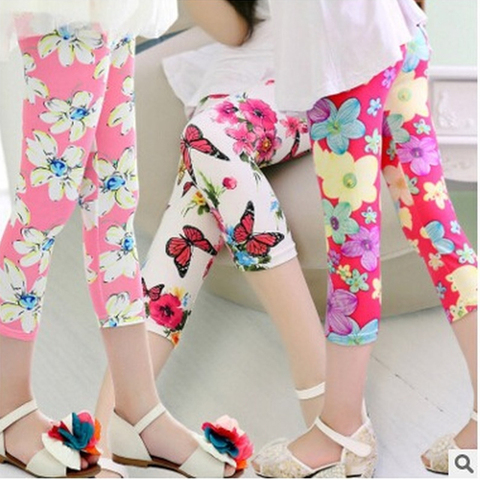 Leggings de verano para niñas, pantalones de seda de leche elástica multicolor, transpirables, novedad ► Foto 1/6