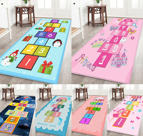 Alfombrillas Hopscotch, alfombras de dibujos animados, alfombras para habitación de niños, alfombras digitales para dormitorio, mantas para pies de cama, alfombras Súper suaves ► Foto 1/6