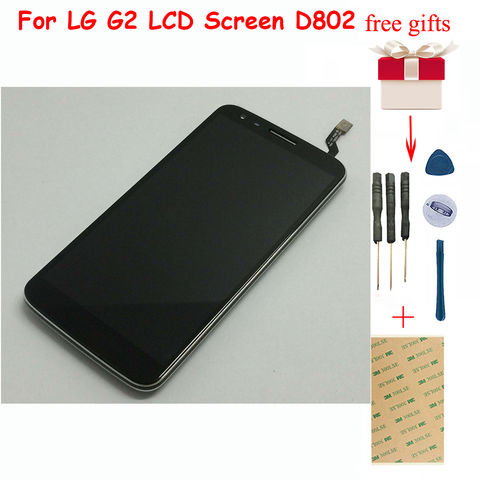 Para LG G2 pantalla D802 pantalla LCD de montaje de digitalizador con pantalla táctil marco para LG Optimus D805 pantalla para LG G2 piezas de repuesto ► Foto 1/4