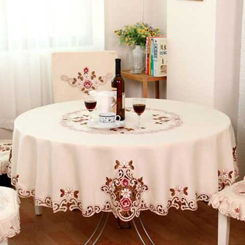 Mantel redondo bordado europeo, mantel para mesa de comedor, cubierta de mesa de té, mantel de flores de peonía 220, manteles para el hogar ► Foto 1/6