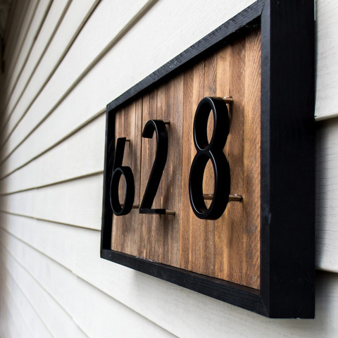 Números de dirección para la puerta del hogar, placa de señal Digital para exteriores, 12cm, grande, 3D, 5 pulgadas #0-9 negro ► Foto 1/6