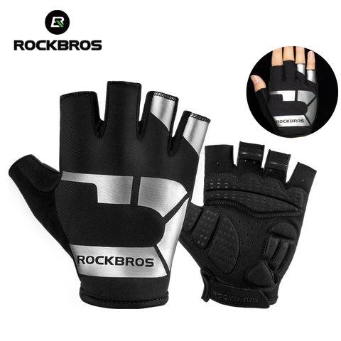 ROCKBROS-Guantes deportivos unisex, protección de manos de medio dedo, resistentes a los golpes y transpirables, para bicicleta de montaña o carretera ► Foto 1/6