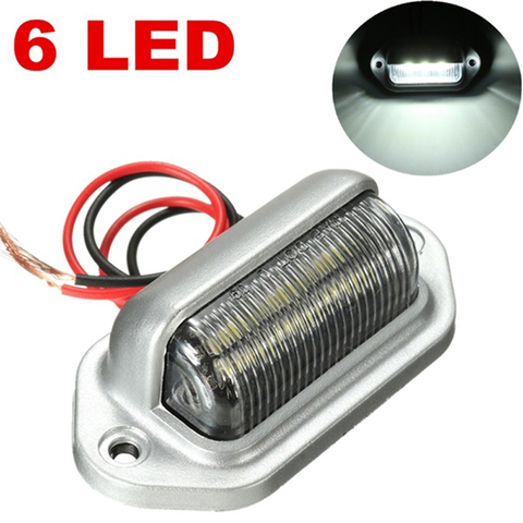 Lámpara blanca de 12V para matrícula de coche, luz para matrícula, para barco, camión y remolque, gran oferta, 6 led ► Foto 1/6