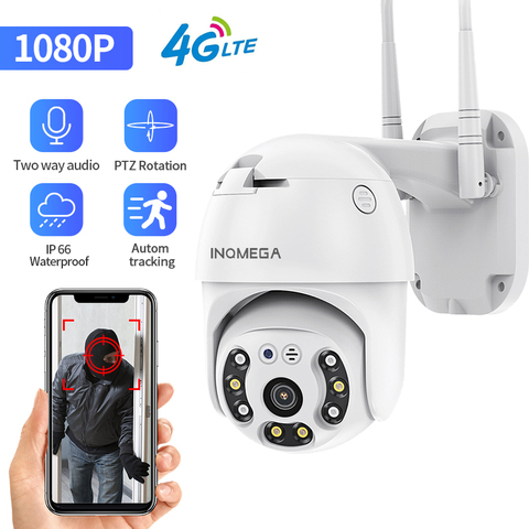 INQMEGA 4G Cámara WIFI 2MP 1080P domo de la cámara PTZ inalámbrica GSM tarjeta SIM IP cámara de seguridad CCTV al aire libre P2P de la visión nocturna IR 30M ► Foto 1/6