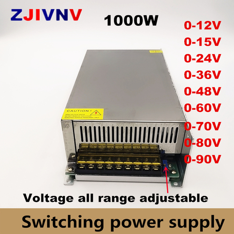 0-V 12V 15V 24V 36V 48V 55V 60V 72V 80V 90v 110v 150v 220V de conmutación ajustable fuente de alimentación Led fuente de alimentación 1000W Ac a Dc smps ► Foto 1/6