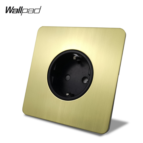 Wallpad-enchufe de pared de la Unión Europea, enchufe eléctrico dorado satinado H6, Panel de latón cepillado de acero inoxidable ► Foto 1/5