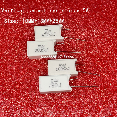 5 uds 5W Vertical de cemento resistencia 0,05 ~ 300K ohm 5% 0.1R 0.15R 0.22R 0.25R 0.39R 0.47R 1R 10RJ 100R 150R resistencia de cerámica ► Foto 1/1