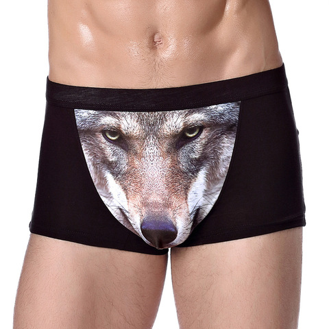 Bóxer corto para hombres, ropa interior de algodón, 3D, Lobo, bragas, Sexy, para la familia ► Foto 1/6