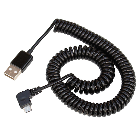 2m codo USB Spring Coiled Cable Micro USB de 90 grados en ángulo recto USB 2,0 macho a macho Micro USB Cable cargador de sincronización de datos ► Foto 1/4