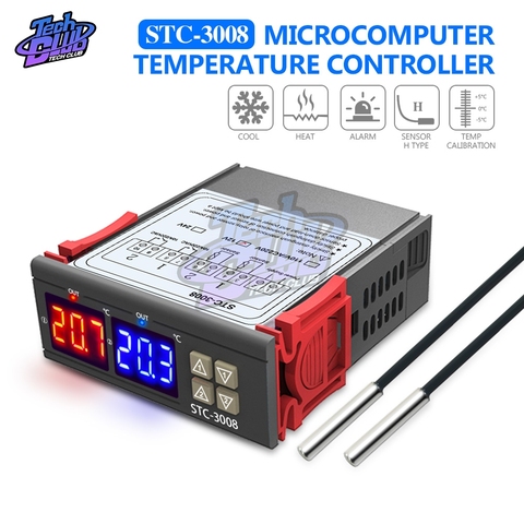 12V 24V 220V termostato doble Digital controlador de temperatura dos termoregulador 10A calefacción incubadora para enfriamiento STC-3008 ► Foto 1/6