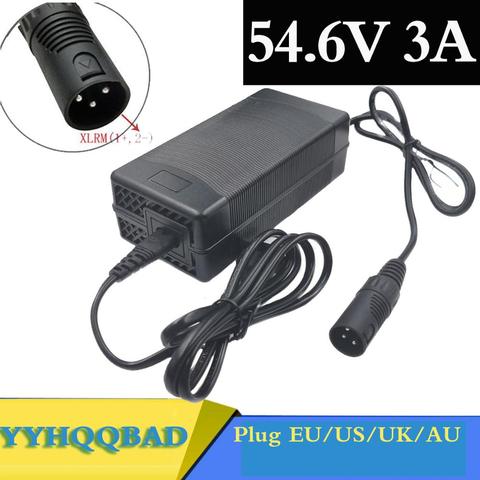 54,6 V 3A cargador 54,6 V 3A bicicleta eléctrica cargador de batería de litio 48 V Paquete de batería de litio de XLR macho 54.6V3A cargador ► Foto 1/6