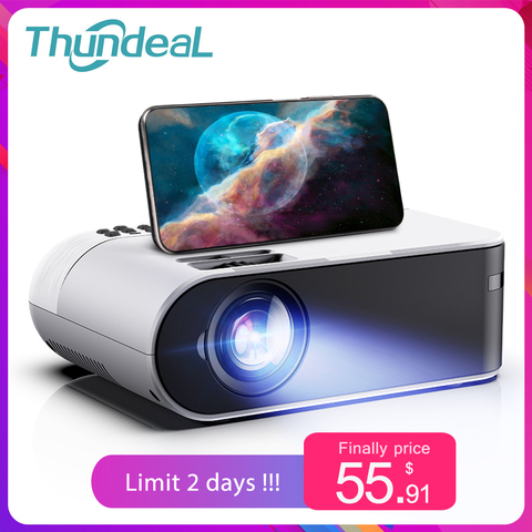 ThundeaL TD60 Mini Proyector portátil WiFi Android 6,0 cine en casa para 1080P Video Proyector 2400 lúmenes teléfono Video 3D Beamer La pantalla grande Altavoces  30000 horas de vida  Compatible con AC3 ► Foto 1/6