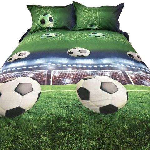 Juego de sábanas 3D para cama de fútbol, juego de cama con funda de edredón con hoja de bolsa, colcha, funda de almohada, tamaño Queen, 18 ► Foto 1/1